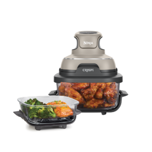 Airfryer portabil CRISPi 4 în 1 FN101, 1700W, 3.8L/1.4L, recipient sticlă, crem Ninja