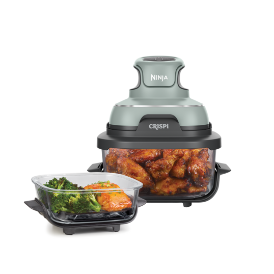 Airfryer portabil CRISPi 4 în 1 FN101, 1700W, 3.8L/1.4L, recipient sticlă, verde Ninja