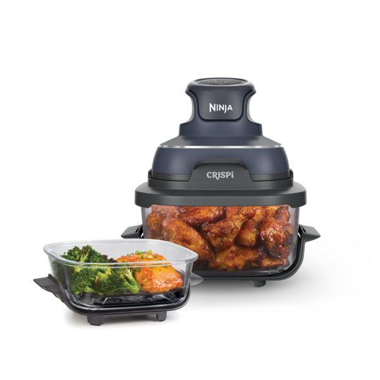 Airfryer portabil CRISPi 4 în 1 FN101, 1700W, 3.8L/1.4L, recipient sticlă, albastru Ninja